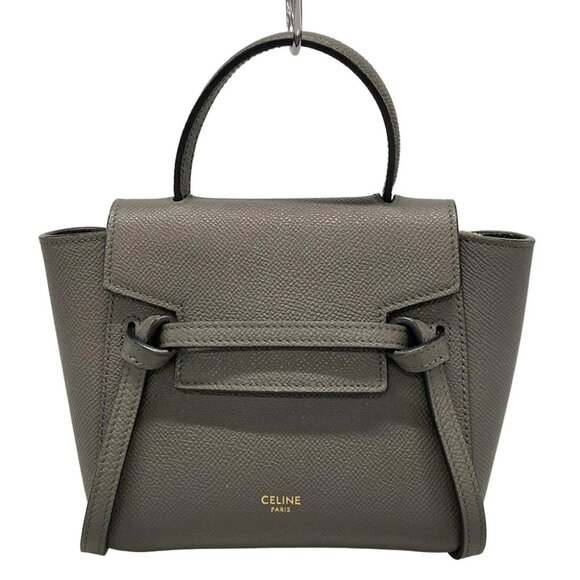 Auth CELINE Pico Belt Bag - Dark Gray Grained Calfskin Handbag - Picture 1 of 14